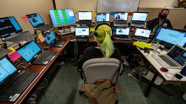 The first Southeast Asia Development Symposium (SEADS) will be held via video conferencing. This photo shows the backend operations of a virtual meeting, which has become the new normal during the pandemic. Photo credit: ADB.